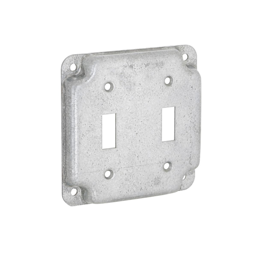 4 in. Square Cover, Exposed Work, 2-Toggle Switches