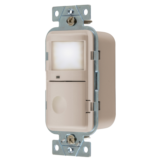 Lighting Controls, Occupancy/Vacancy Sensors, Wall Switch, Passive Infrared Technology, 120/277V AC, With Night Light, Light Almond
