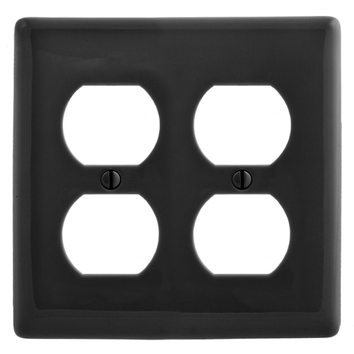 Product image for Hubbell NP82BK 2-Gang Black Nylon Standard 2-Duplex Receptacle Wallplate