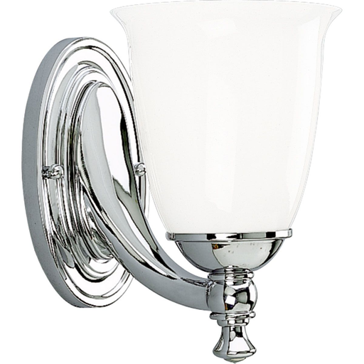 Product image for Progress P3027-15 Victorian Collection One-Light Polished Chrome White Opal Glass Farmhouse Bath Vanity Light