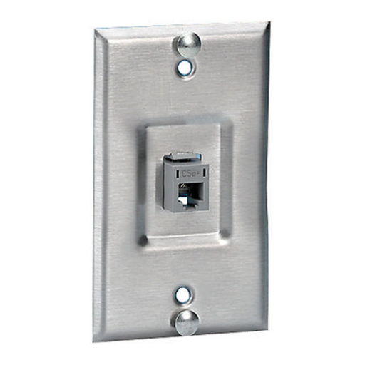 Product image for Hubbell Wiring Devices SP5ER 1-Gang Stainless Steel 1-Port Wall Mount Phone Plate