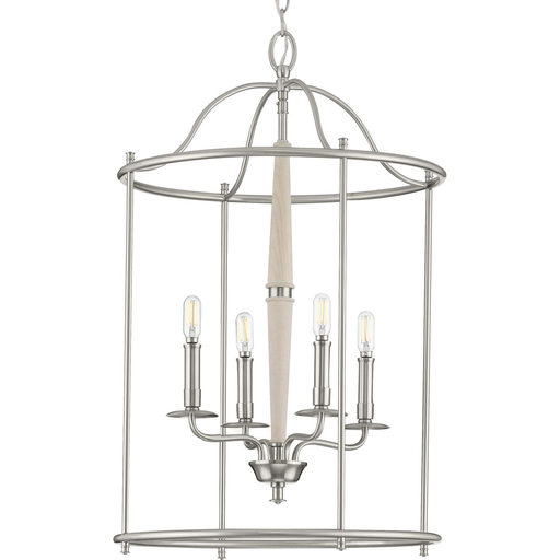 Product image for Progress P500210-009 Durrell Collection Four-Light Brushed Nickel Medium Foyer