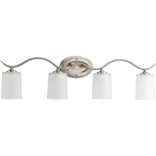 Product image for Progress P2021-09 Inspire Collection Four-Light Brushed Nickel Etched Glass Traditional Bath Vanity Light