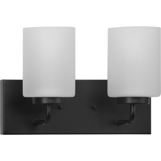 Product image for Progress P300328-031 Merry Collection Two-Light Matte Black and Etched Glass Transitional Style Bath Vanity Wall Light