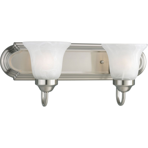 Product image for Progress P3052-09 Two-Light Brushed Nickel Alabaster Glass Traditional Bath Vanity Light