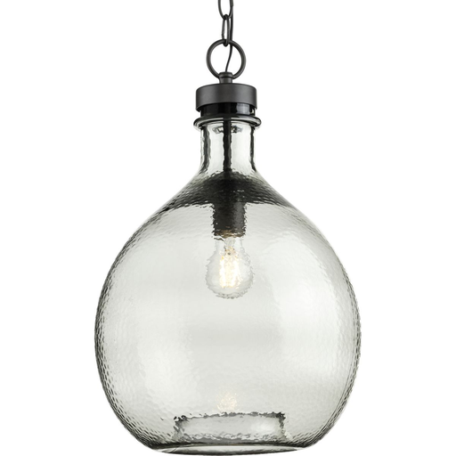 Product image for Progress P500064-143 Zin Collection One-Light Graphite Smoked Textured Glass Global Pendant Light