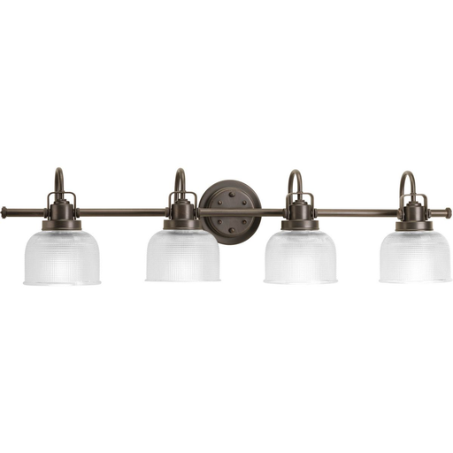 Product image for Progress P2997-74 Archie Collection Four-Light Venetian Bronze Clear Double Prismatic Glass Coastal Bath Vanity Light