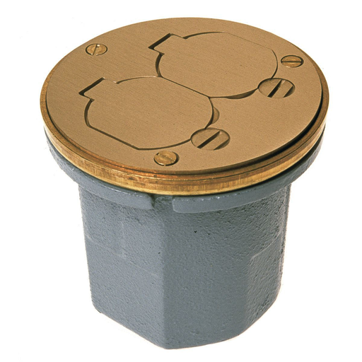 Product image for Raco 6224 Round cast iron floor box for concrete, tile or wood floors
