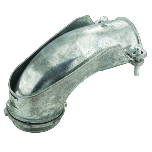 Product image for Raco 2698 2" 90 Degree Flex Squeeze Connector, Uninsulated, Die Cast