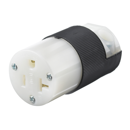 HBL5369C - Straight Blade Devices, Female Connector Body, Insulgrip Heavy Duty, Industrial/Commercial Grade, Straight, 2- Pole 3-Wire Grounding, 20A 125V, 5-20R, Black and White, Single Pack