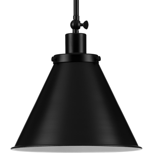 Product image for Progress P500325-031 Hinton Collection One-Light Matte Black Vintage Style Hanging Pendant Light