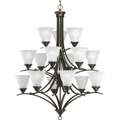 Product image for Progress P4365-20 Trinity Collection Fifteen-Light Antique Bronze Etched Glass Traditional Chandelier Light