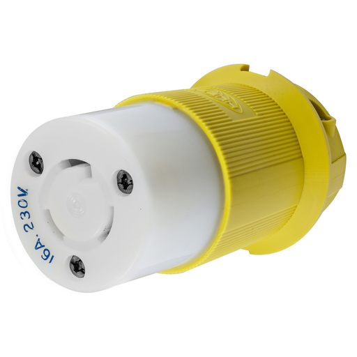 Marine Products, Twist-Lock®, Female Connector, Corrosion Resistant, 16A 230V, 2-Pole 3-Wire Grounding, Yellow