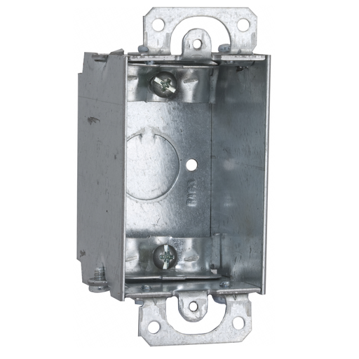 445 - 3 in. x 2 in. Switch Box, Gangable, 2 in. Deep, One 1/2 in. KO & NMSC Clamps, Plaster Ears