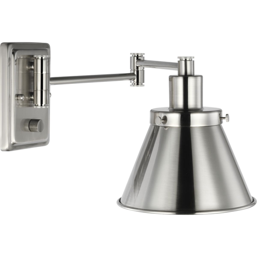 Product image for Progress P710085-009 Hinton Collection Brushed Nickel Swing Arm Wall Light