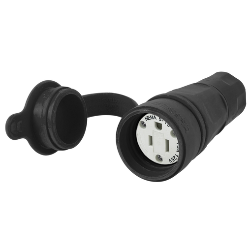 Product image for Hubbell HBL15W47BKCONN, w/TIGHT, 5-15R, 15A, 125V, BK