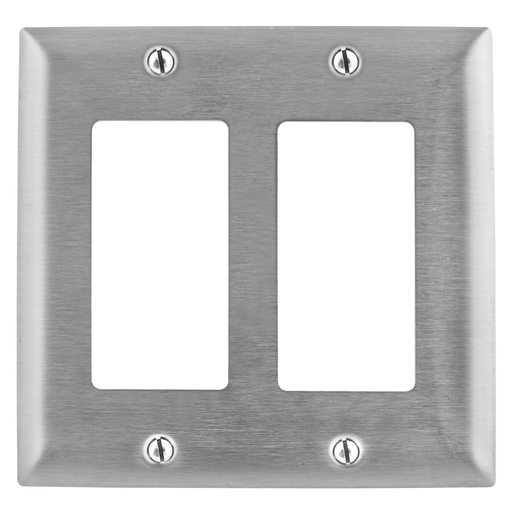 Mayer-DDS-Wallplates and Boxes, Metallic Plates, 2- Gang, 2) GFCI Openings, Jumbo, Stainless Steel-1