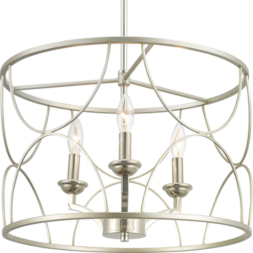 Product image for Progress P400177-134 Landree Collection Three-Light Silver Ridge Luxe Chandelier Light