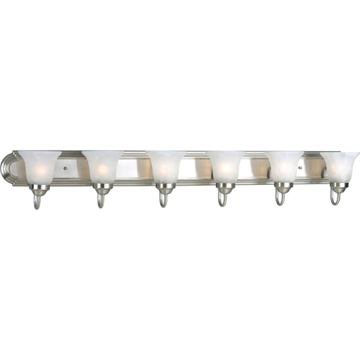 Product image for Progress P3056-09 Six-Light Brushed Nickel Alabaster Glass Traditional Bath Vanity Light