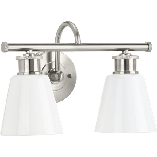 Product image for Progress P300315-009 Ashford Collection Two-Light Brushed Nickel and Opal Glass Farmhouse Style Bath Vanity Wall Light