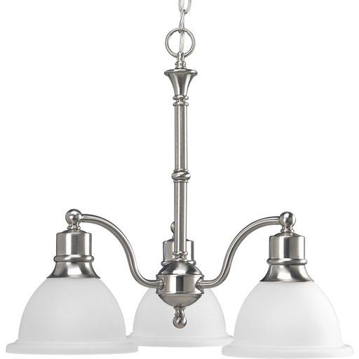 Product image for Progress P4280-09 Madison Collection Three-Light Brushed Nickel Etched Glass Traditional Chandelier Light