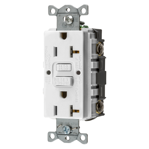 Mayer-DDS-Straight Blade Devices, Receptacle, GFCI, Commercial Grade, Self Test, 20A 125V, 2-Pole 3-Wire Grounding, 5-20R, White, US Product-1