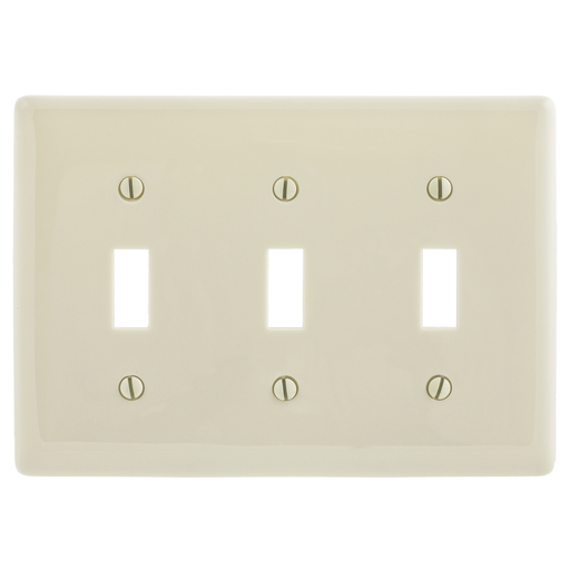 Product image for Hubbell Wiring Devices NPJ3LA 3-Gang Light Almond 3-Toggle Mid-Size Wall Plate