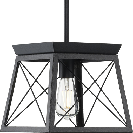 Product image for Progress P500041-031 Briarwood Collection One-Light Textured and Cerused Black Farmhouse Style Hanging Mini-Pendant Light