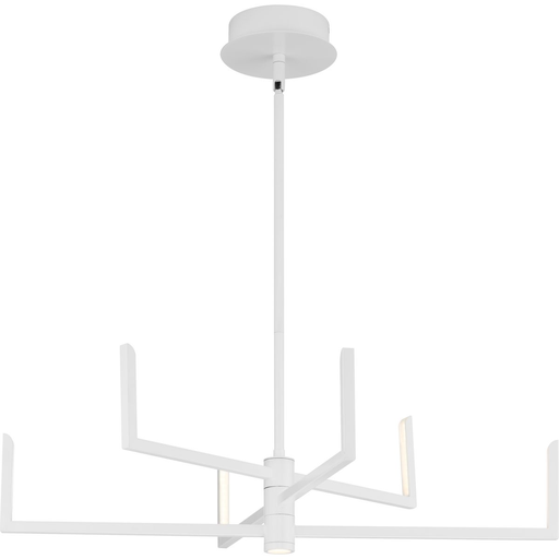 Product image for Progress P400260-028-30 Pivot LED Collection Six-Light Satin White Modern Style Chandelier with Downlight