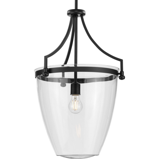 Product image for Progress P500361-31M Parkhurst Collection One-Light New Traditional Matte Black Clear Glass Pendant Light