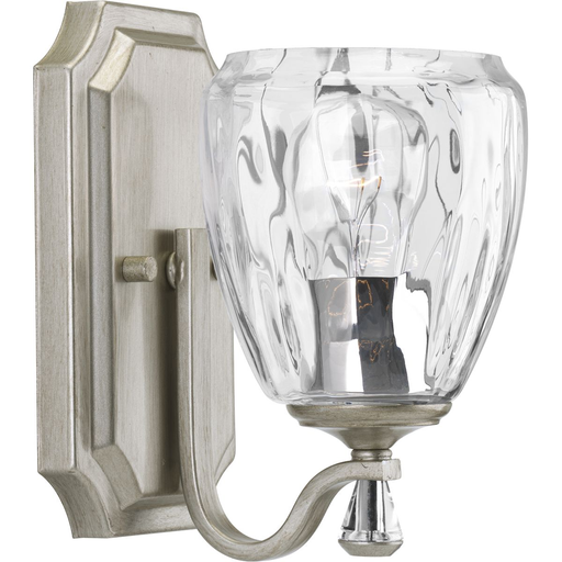 Product image for Progress P300116-134 Anjoux Collection One-Light Silver Ridge Clear Water Glass Luxe Bath Vanity Light