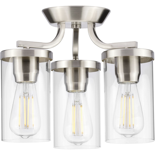 Product image for Progress P350149-009 Lassiter Collection Brushed Nickel Three-Light Semi-Flush Mount