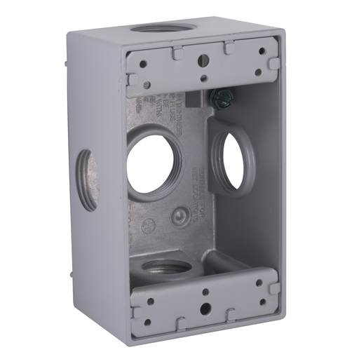 Product image for Raco 5332-0 Single Gang Weatherproof Box, (5) 3/4" Outlets
