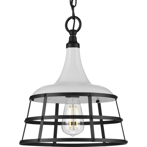Product image for Progress P500236-030 Bastille Collection One-Light White Coastal Pendant Light