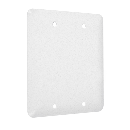 2-Gang Metal Wallplate, Maxi, 2-Blank, White Textured