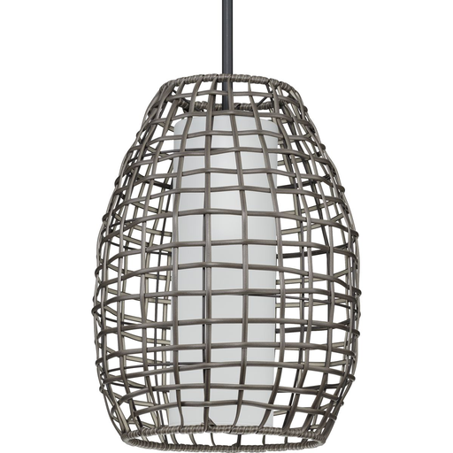 Product image for Progress P550083-031 Pawley Collection One-Light Matte Black and Dark Gray Rattan Indoor/Outdoor Hanging Pendant Light