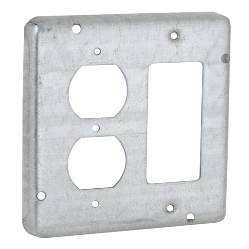 Product image for Raco 959 4-11/16" Square Cover, Exposed Work, Duplex/GFCI
