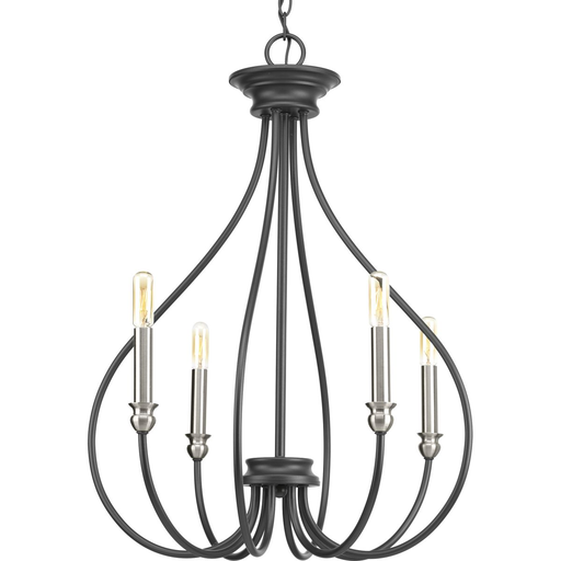 Product image for Progress P400029-143 Whisp Collection Four-Light Graphite Farmhouse Chandelier Light