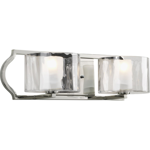 Product image for Progress P3076-104WB Caress Collection Two-Light Polished Nickel Clear Water Glass Luxe Bath Vanity Light