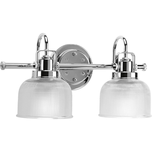 Product image for Progress P2991-15 Archie Collection Two-Light Polished Chrome Clear Double Prismatic Glass Coastal Bath Vanity Light
