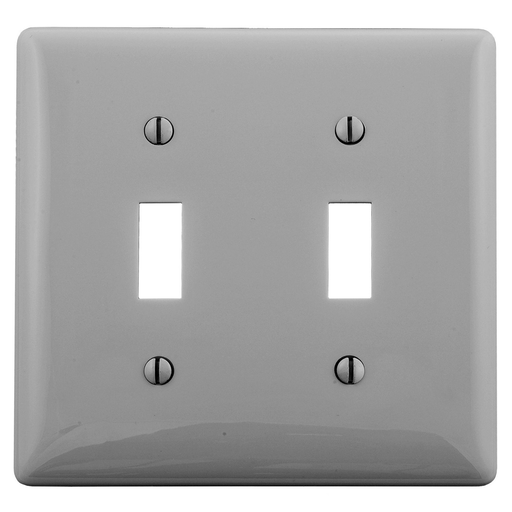 Product image for Hubbell Wiring Devices NPJ2GY 2-Gang Gray 2-Toggle Mid-Size Wall Plate