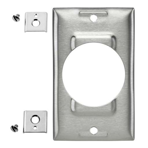 Mayer-DDS-Wallplates and Boxes, Metallic Plates, 1- Gang, 1) 50A Twist-Lock® Opening, Standard Size, Stainless Steel-1