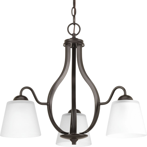 Product image for Progress P4745-20 Arden Collection Three-Light Antique Bronze Etched Glass Farmhouse Chandelier Light