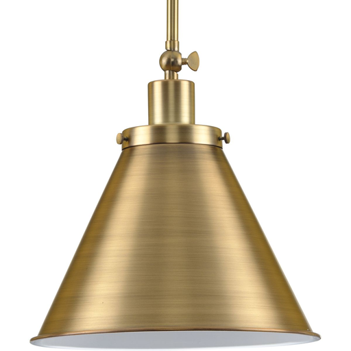 Product image for Progress P500325-163 Hinton Collection One-Light Vintage Brass Vintage Style Hanging Pendant Light