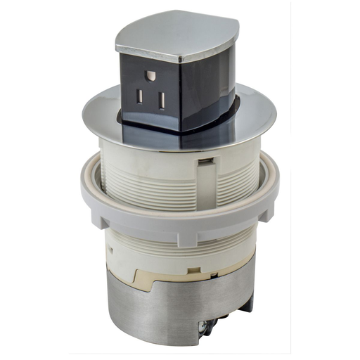 Product image for Hubbell RCT201CH 15A Kitchen Counter Receptacle, Flush Mount, Chrome