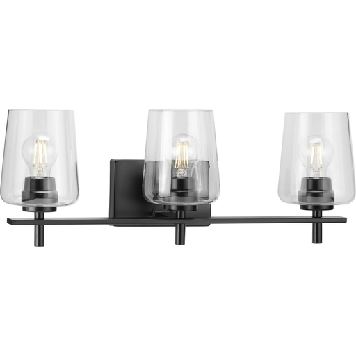 Three-light matte black bath vanity light
