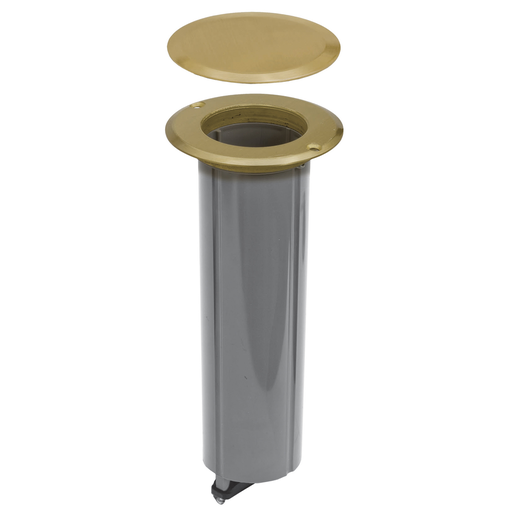 Product image for RACO 6RF151SR 125 Volt 15 Amp Tamper Resistant Receptacle Brass Round Drop-In Floor Box Assembly