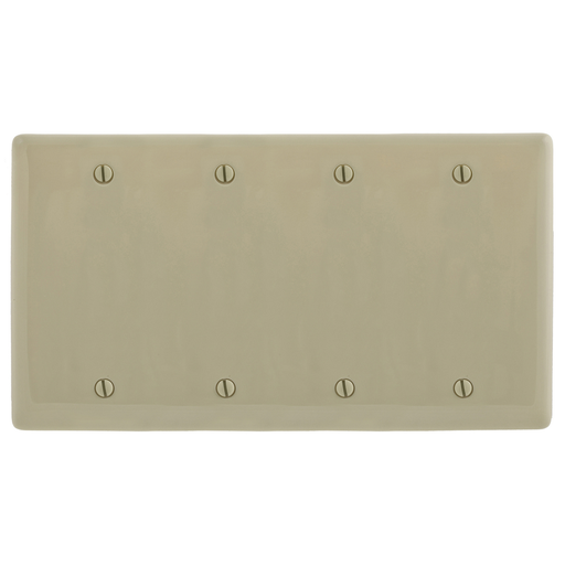Product image for Hubbell NP43I 4-Gang Ivory Nylon Standard 4-Blank Box Mount Wallplate