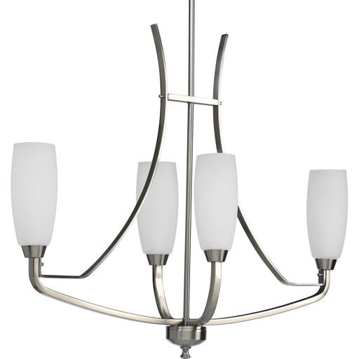 Product image for Progress P4435-09 Wisten Collection Four-Light Brushed Nickel Etched Glass Modern Chandelier Light