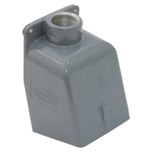 BB601W - Heavy Duty Products, IEC Pin and Sleeve Devices, Industrial Grade, Accessory, Back Box, For 60A 1 1/4" NPT Hub, Angled, Mounting ScrewsIncluded, Gray Cast Aluminum